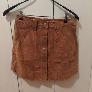 Genuine Suede Button Up Skirt
